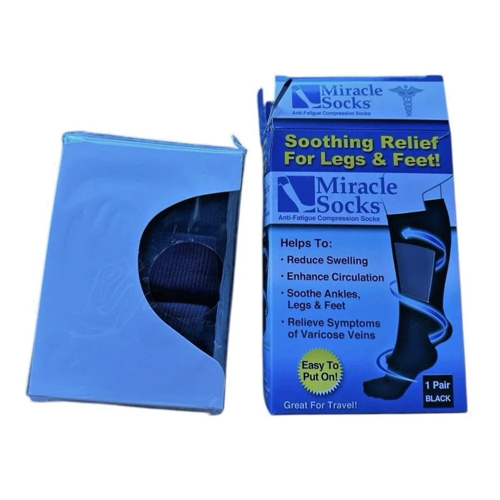 Miracle Socks Anti-Fatigue Compression Socks Black Adult S/M New in Box